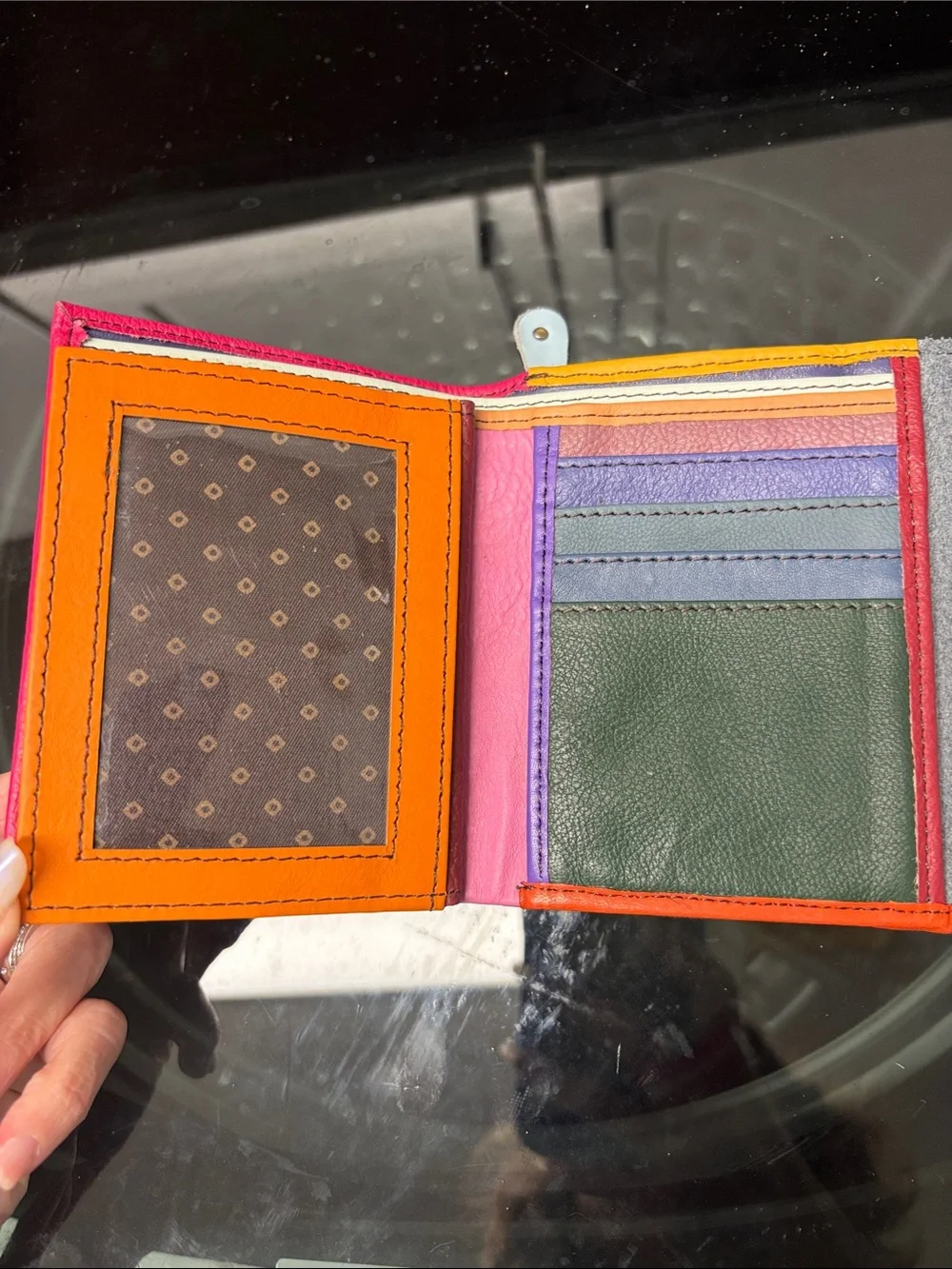 Soruka Pink Leather & Dalmatian Print Card Case